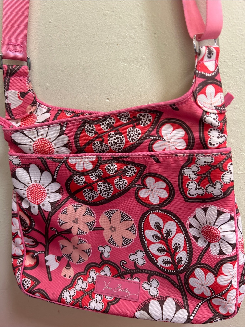 Vera Bradley Pink Floral Print Crossbody Shoulder Bag